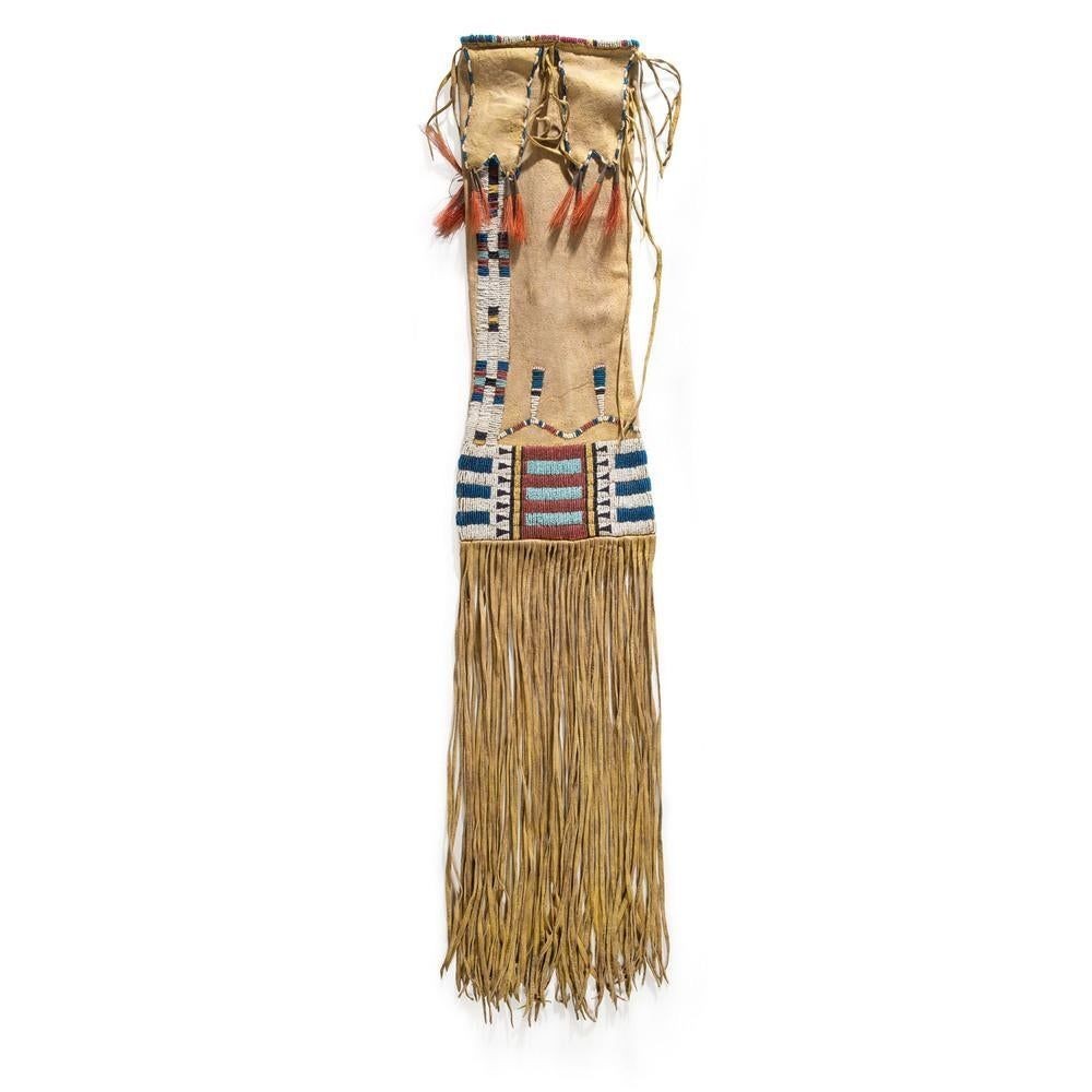 Native Indian Beaded Suede Leather tobacco Beaded pouch, hide tobacco 6 pcs