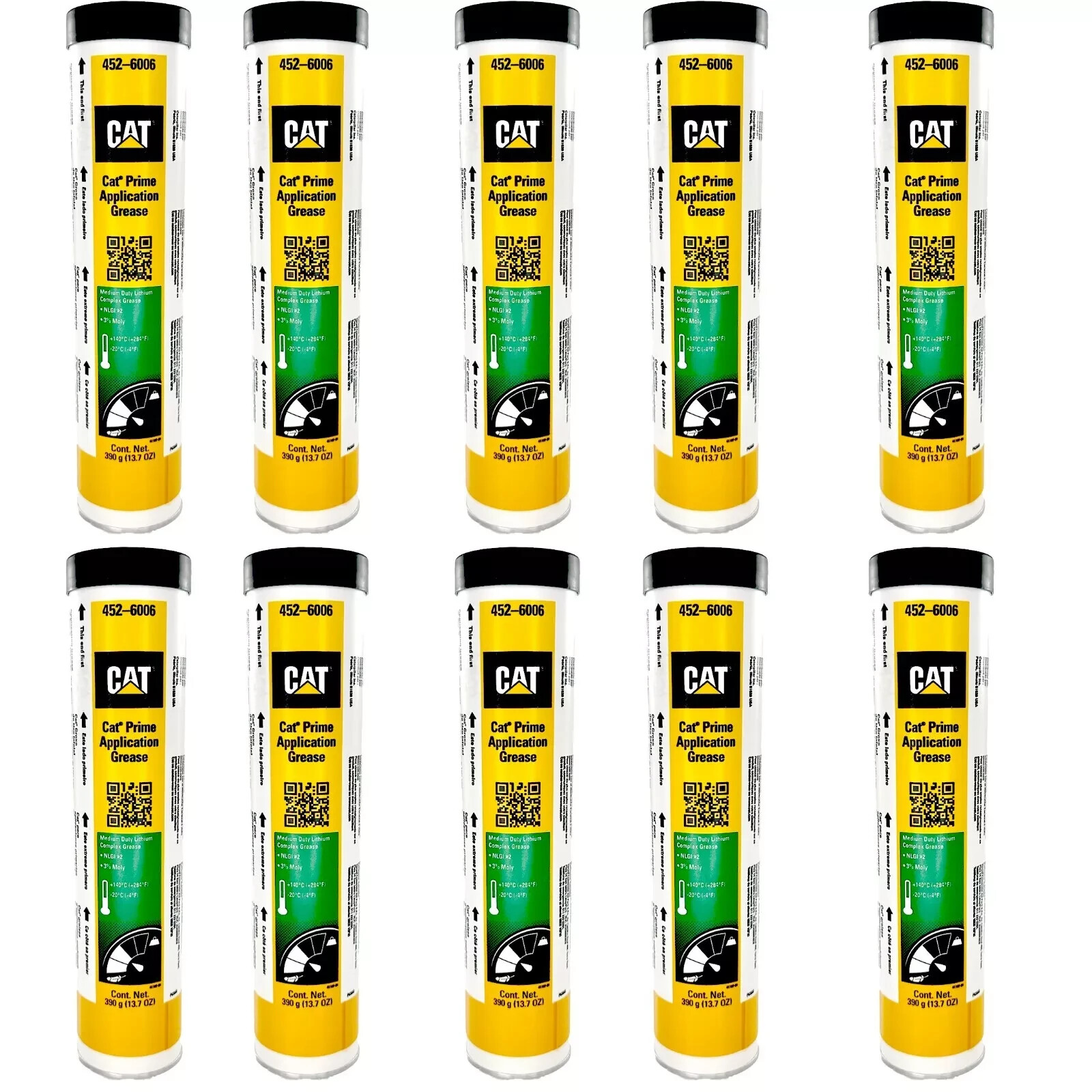 Cat 452-6006 Prime Application Grease NLGI #2, 3% Moly, 13.7 oz. | 10 Cartridges