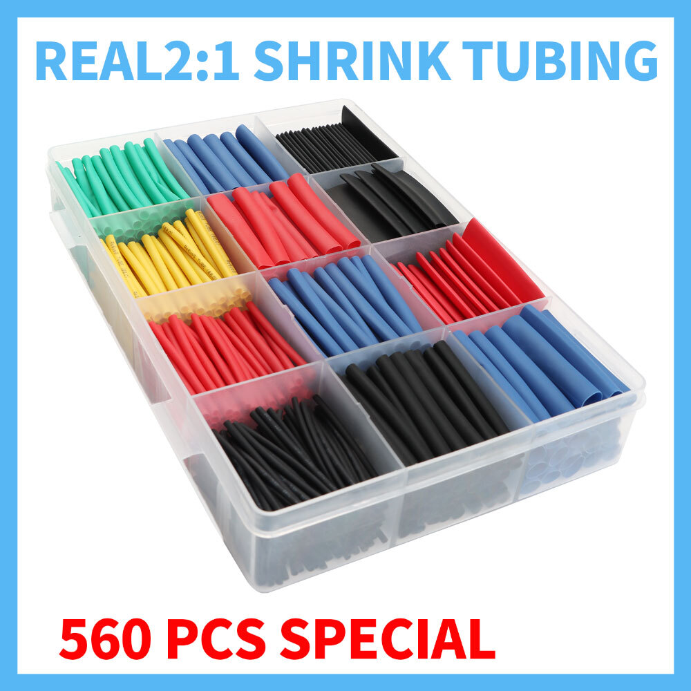 560pcs HEAT SHRINK TUBING Insulation Shrinkable Tube 2:1 Wire Cable Sleeve w/BOX