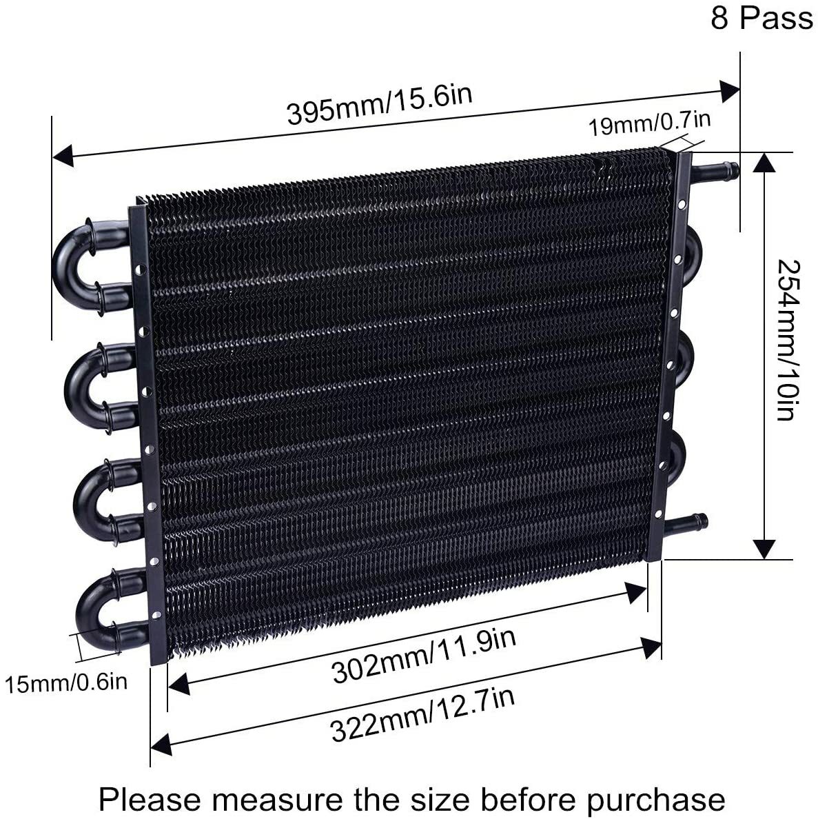 8 Rows Universal Aluminum Remote Transmission Oil Cooler Radiator Converter Kit