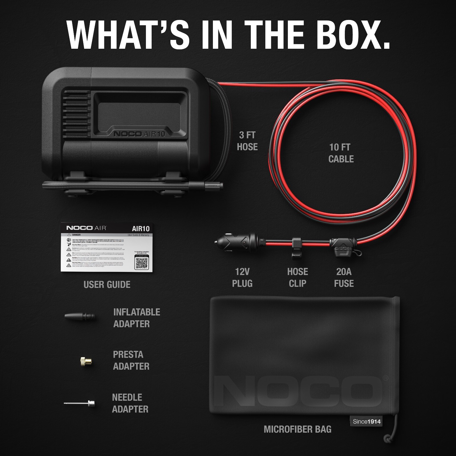 NOCO AIR10 UltraFast 10A 60 PSI 12V Portable Tire Inflator and Air Compressor