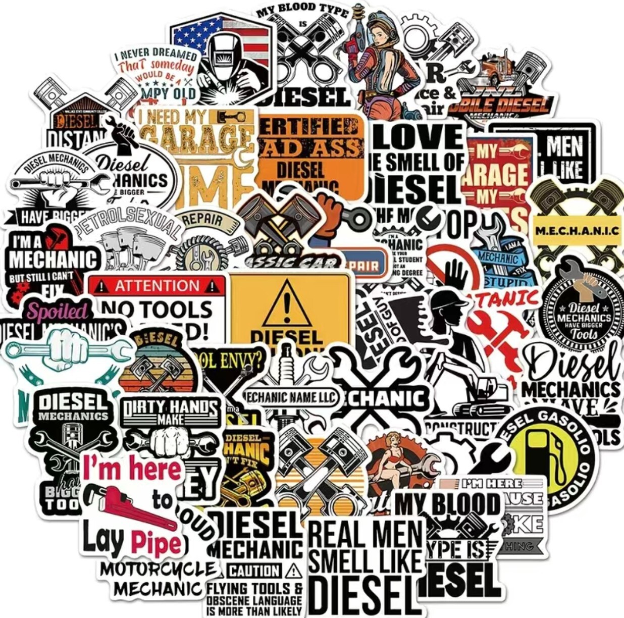50 Mechanic Stickers Tools Toolbox Car Vehicle Driver Men Funny Meme Lot Bomb