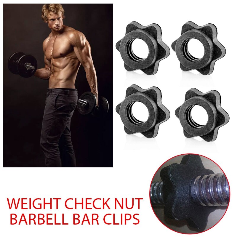 4PC Weight Check Nut Barbell Bar Clips Spin Lock Screw Dumbbell Spinlock Collars