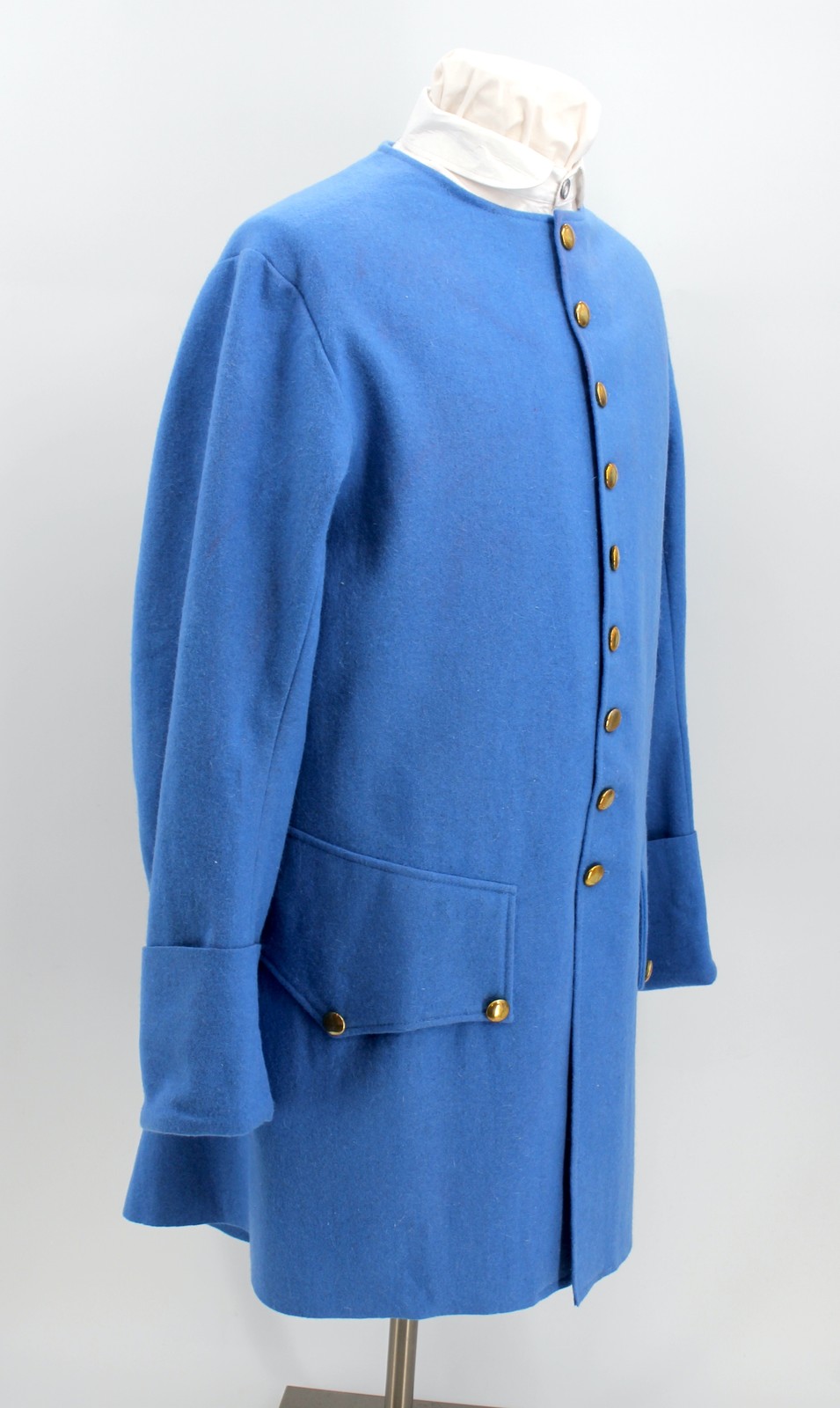 French Blue Wool Sleeved Waistcoat Size 50 / XXL