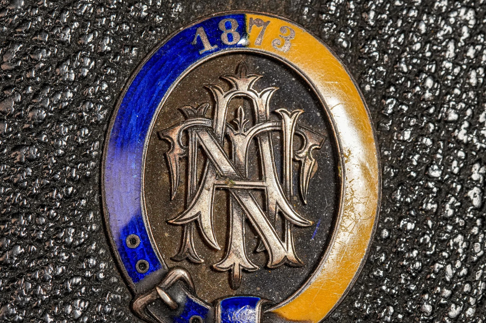 Austrian Antique Victorian Leather Cigar Case Silver Enamel Armorial Tobacciana