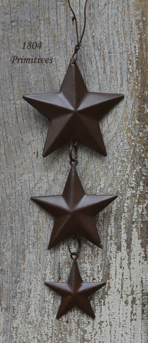 New - Primitive Rusty Tin Look Small Hanging BARN STARS