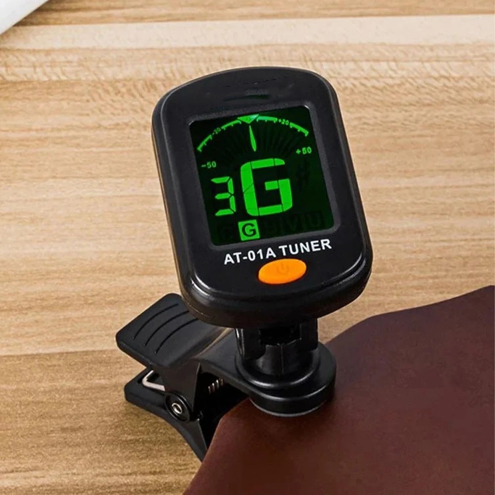 1X Clip-On LCD Digital Tuner for Guitar Bass Violin Ukulele Chromatic AT-01A NEW