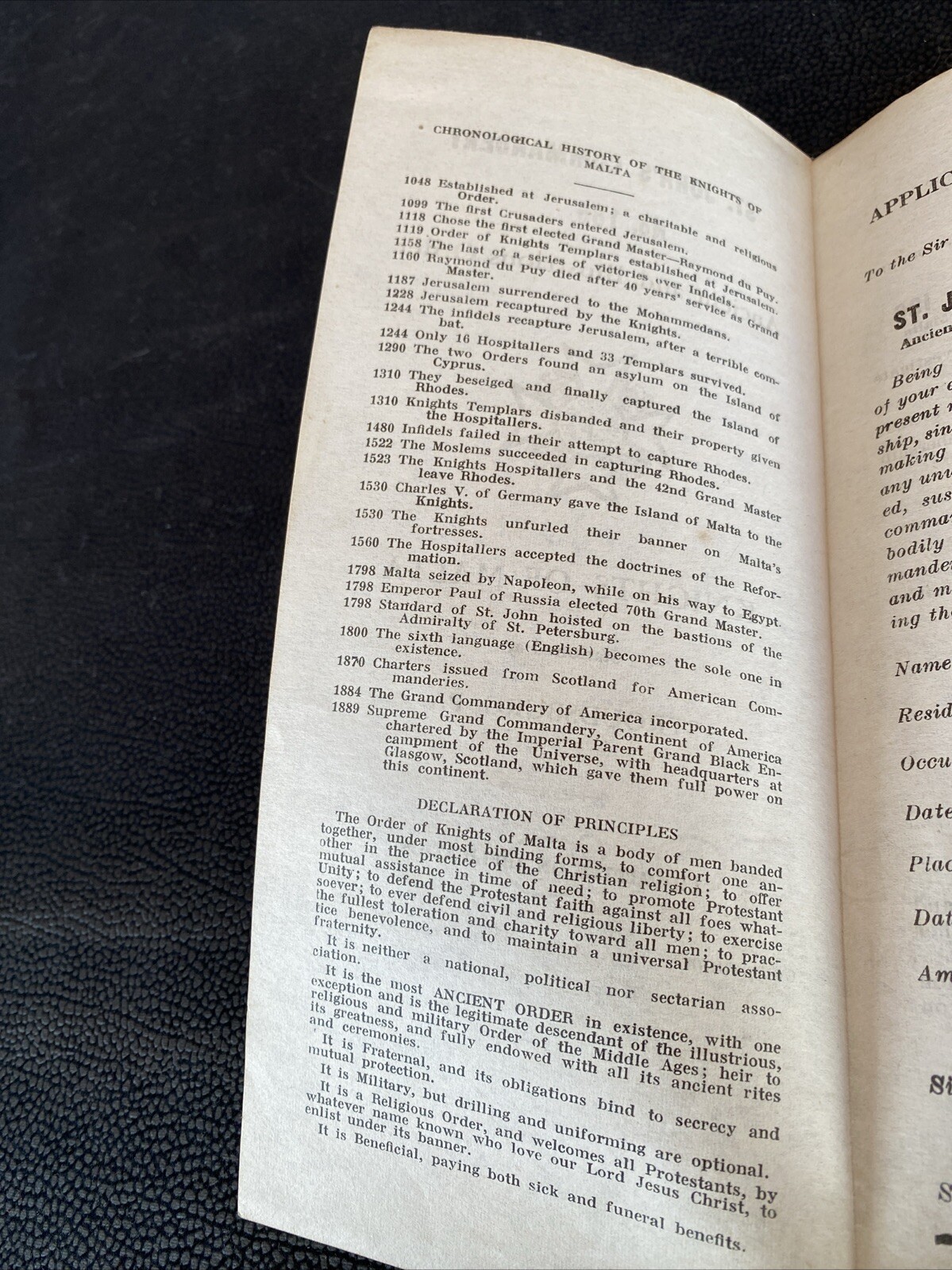 Knights of Malta Insignia Application Stroudsburg PA ST JOHN’S Commandery no 186