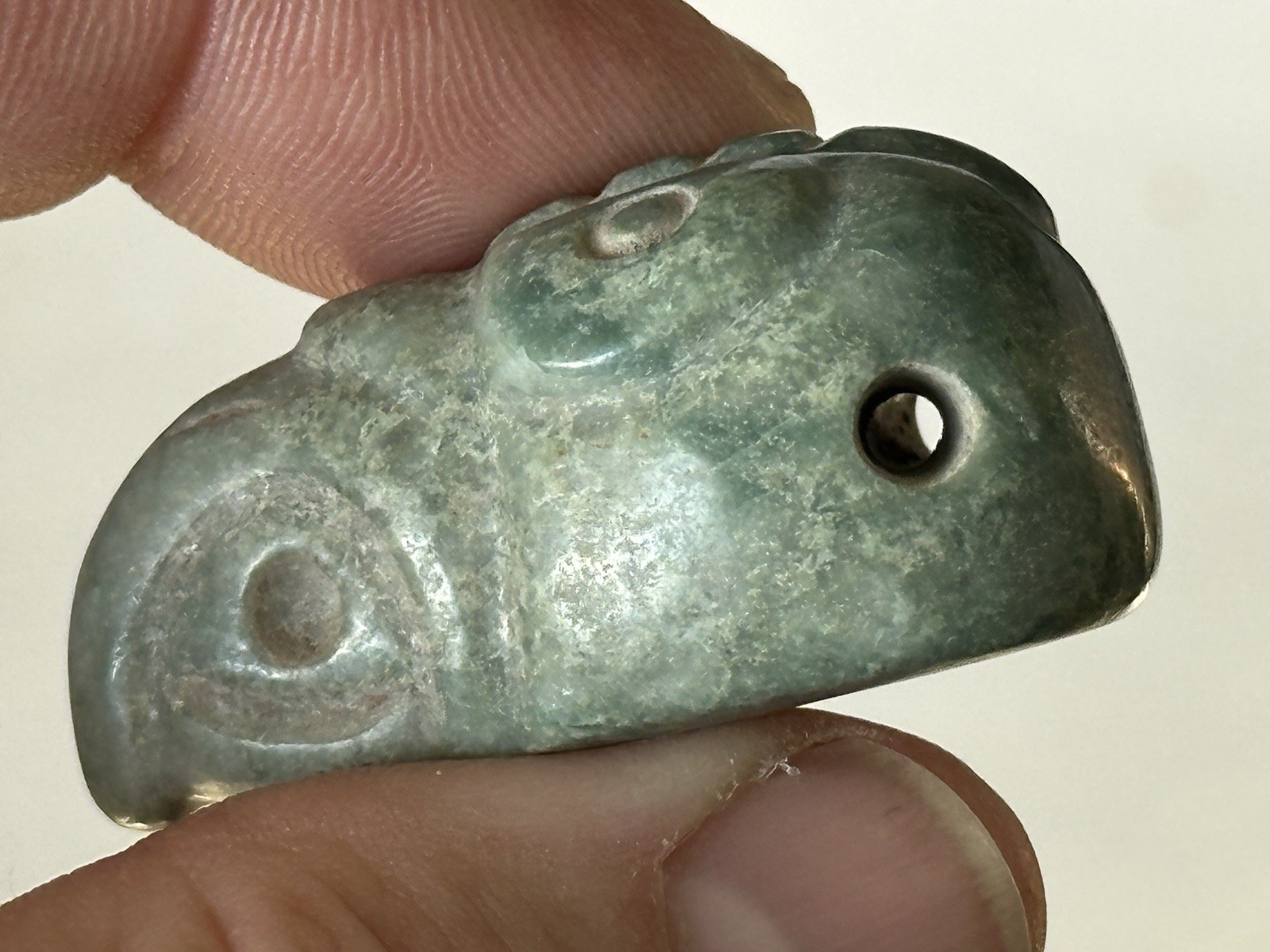 EXCEPTIONAL PRE-COLUMBIAN BIRD EFFIGY MAYAN JADE PENDANT FIGURINE IDOL MAYA, COA