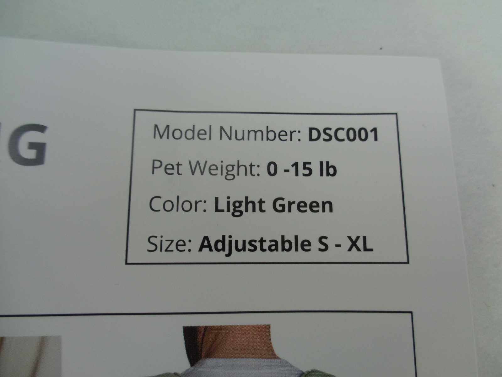 Dr. Snout Dog Sling Carrier Light Green 0-15 lb DSC001 Adjustable Front Pouch