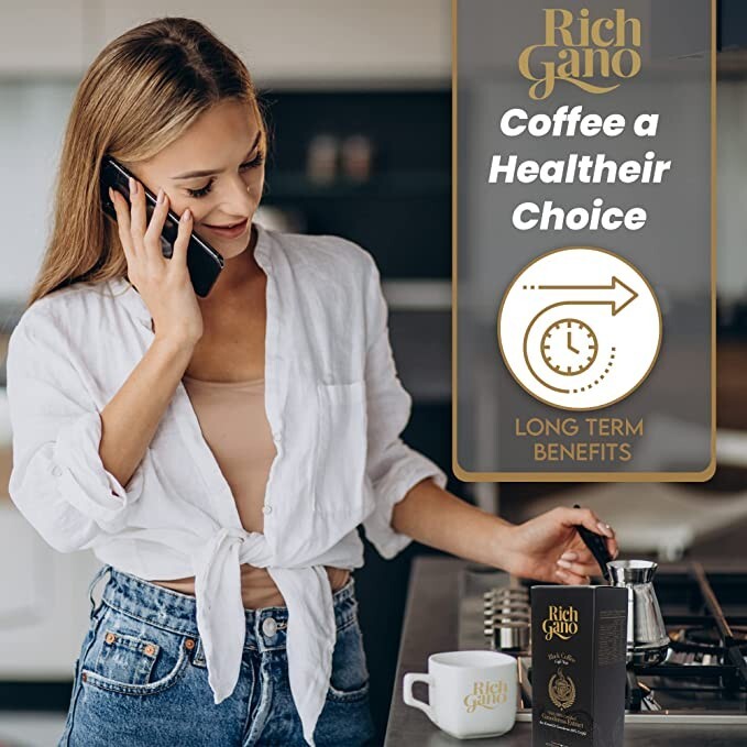 10 Boxes RICH GANO Gold Black Coffee Premium Gourmet Ganoderma Mushroom 100%