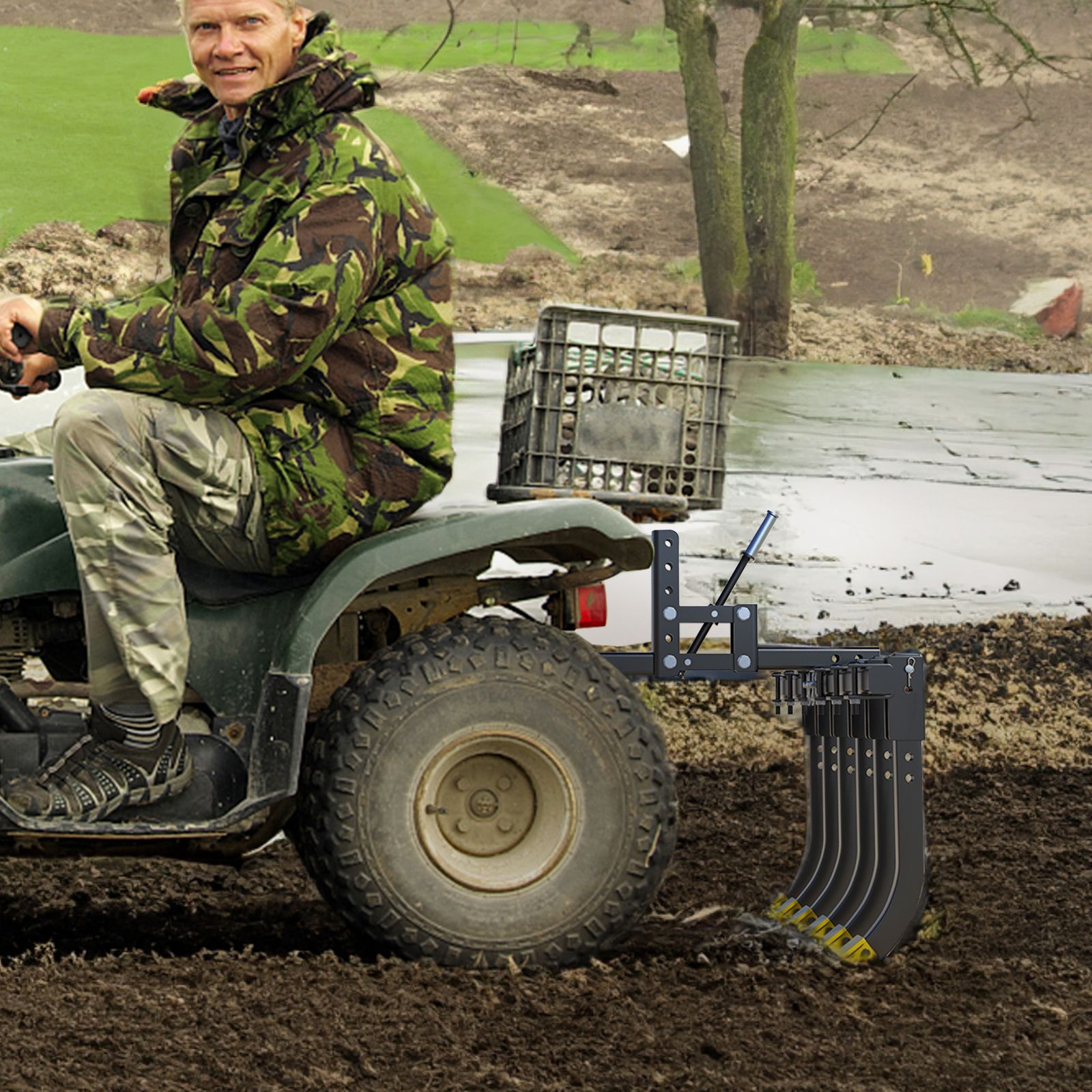 Detachable Cultivator Manual Implement 6 Scarifier Shanks Fit For ATV/UTV Steel