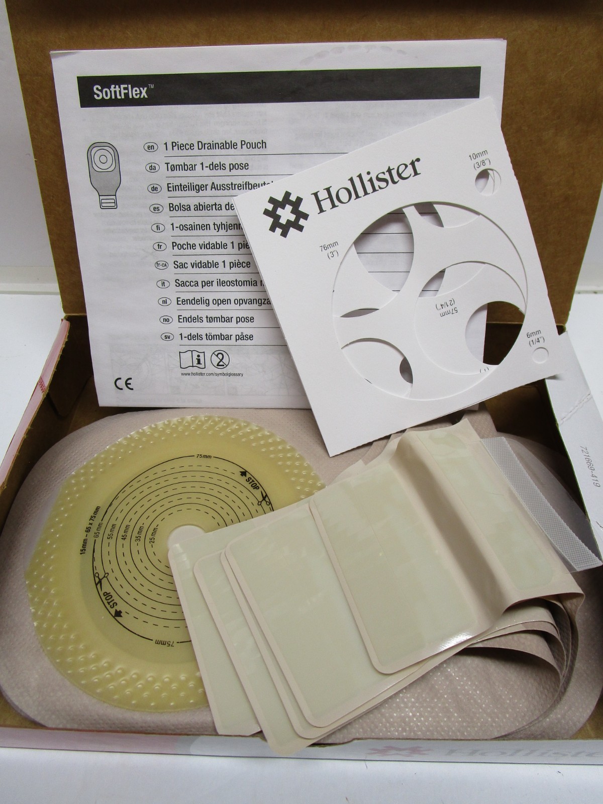 88302 Hollister 1-Piece Drainable Ostomy Pouch 2.5 x 3" (65-75mm) 10-units/box