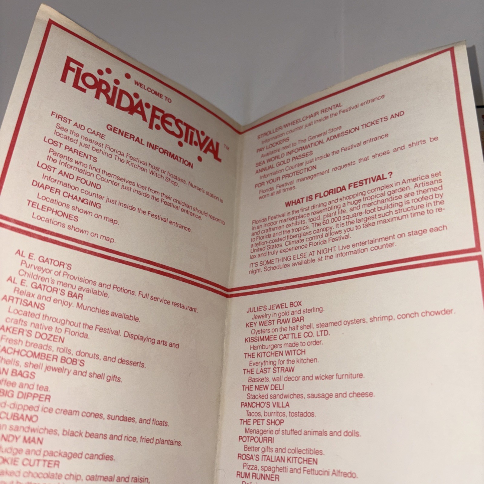 1980 Sea World Florida Festival Free Admission Souvenir Color Brochure With Map