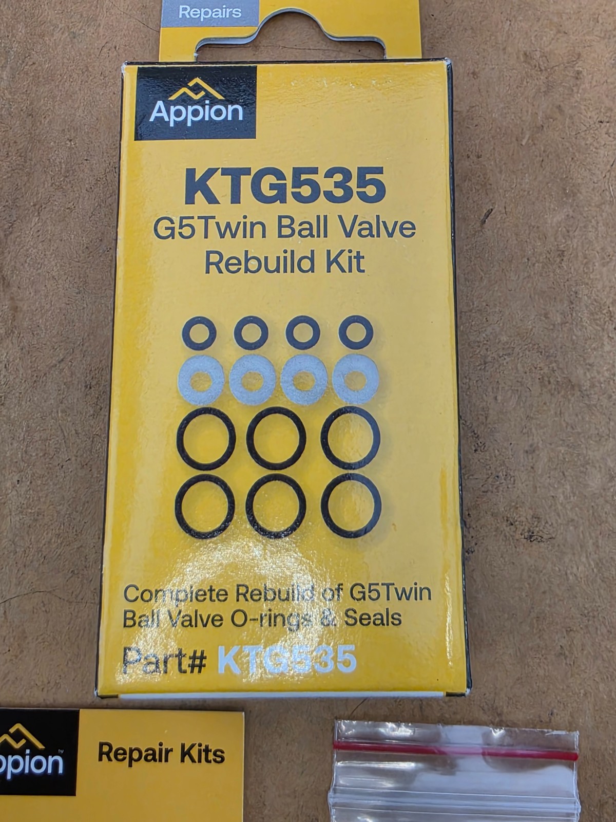 APPION PART# KTG535, COMPLETE REBUILD OF G5 TWIN BALL VALVE O-RINGS & SEALS