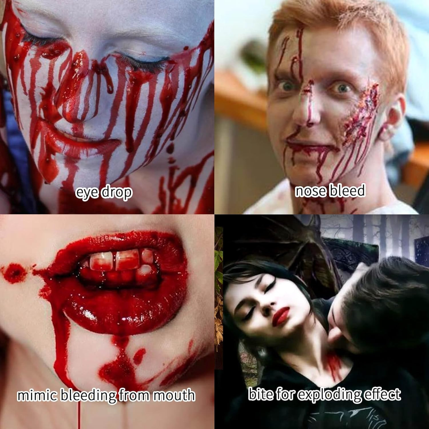 0.5OZ Edible Fake Blood with 6 Packs Empty Capsules,Washable Stage Blood Sangre
