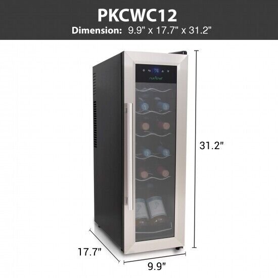 NutriChef PKCWC12- Home Wine Cooler Fridge.Digital Touchscreen Control,12 Bottle