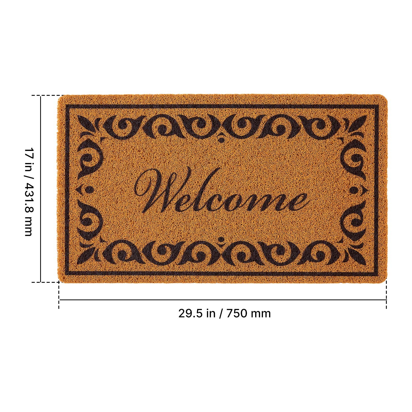 Uimoso Faux Coir Welcome Mat with Non-Slip Backing for Outdoor Entryways
