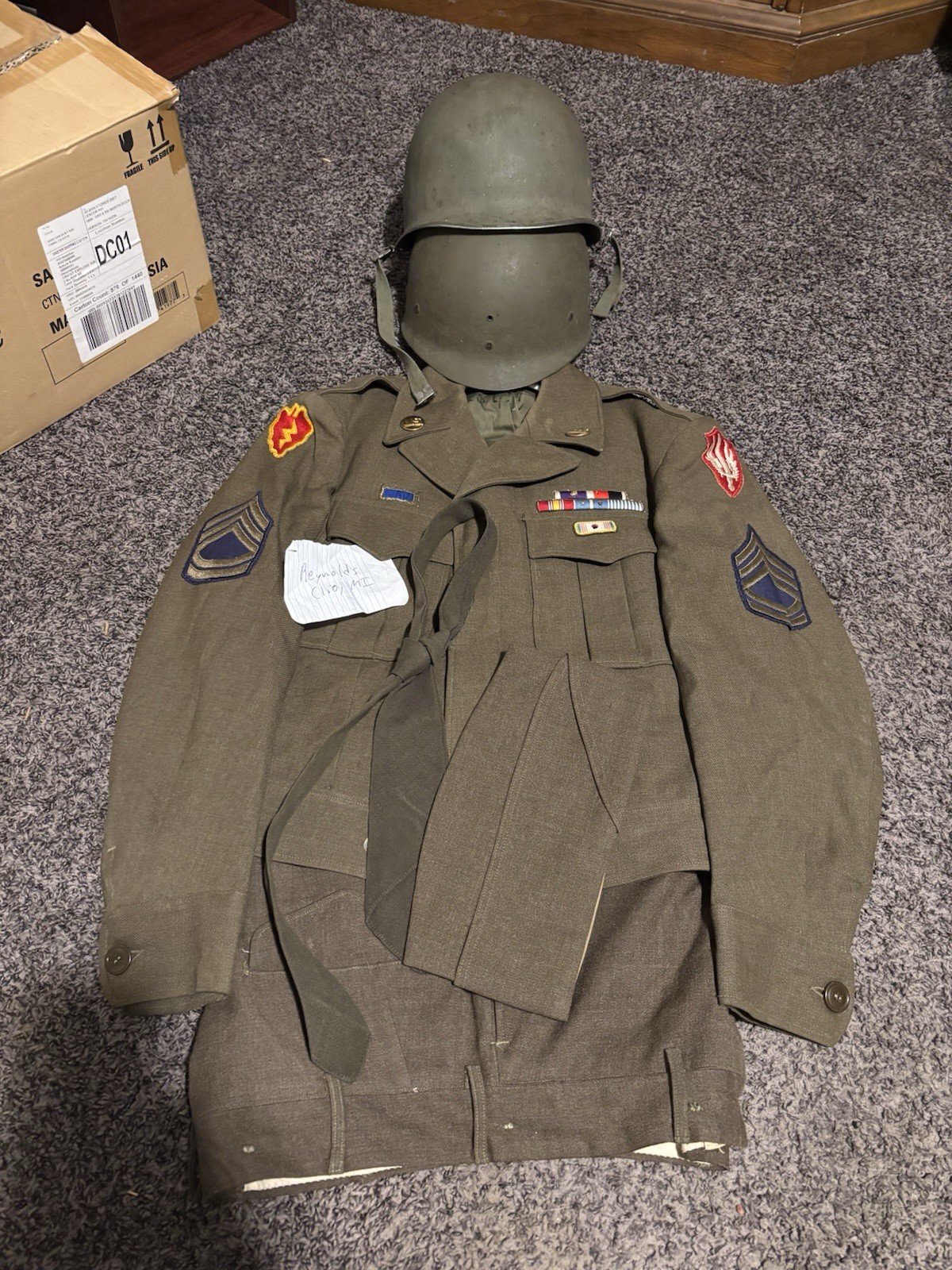 Korean War Grouping Helmet Jacket Wounded Laundry Possible ID Researchable