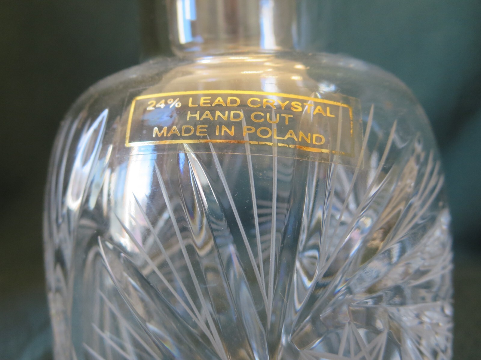 Gorgeous Hand Cut 24% Lead Crystal Tumble Up Carafe Pinwheel Made in Poland