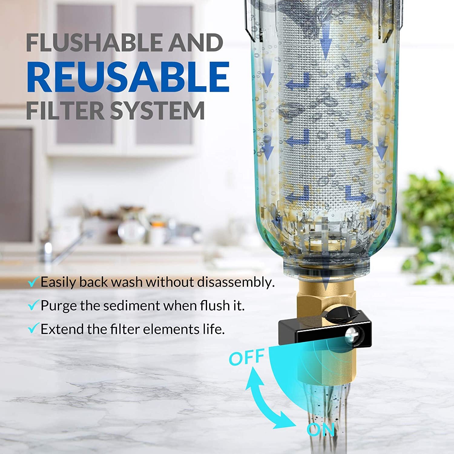 2Pack Reusable Whole House Spin Down Water Filter Sediment Pre-Filter System