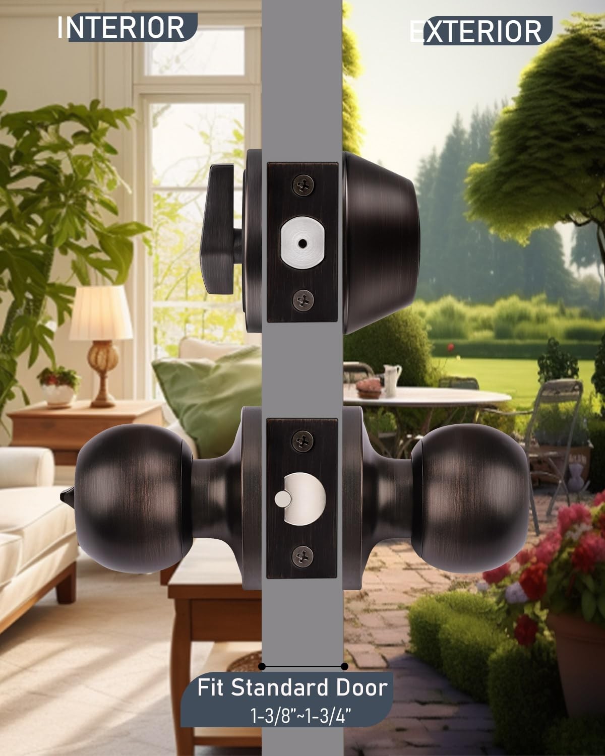 3 Pack Entry Knob & Deadbolt Set, Oil Rubbed Bronze, Keyed Alike, Exterior