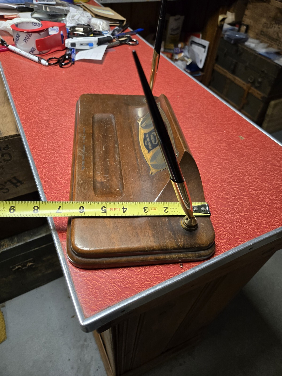 Old 1940 Pony Express Presentation Sheaffer Pen Desk Set Roosevelt Rock Glen PA