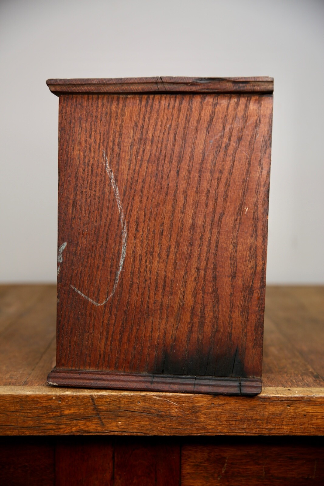 Vintage apothecary wood Cabinet antique counter flap door safe lock no key oak