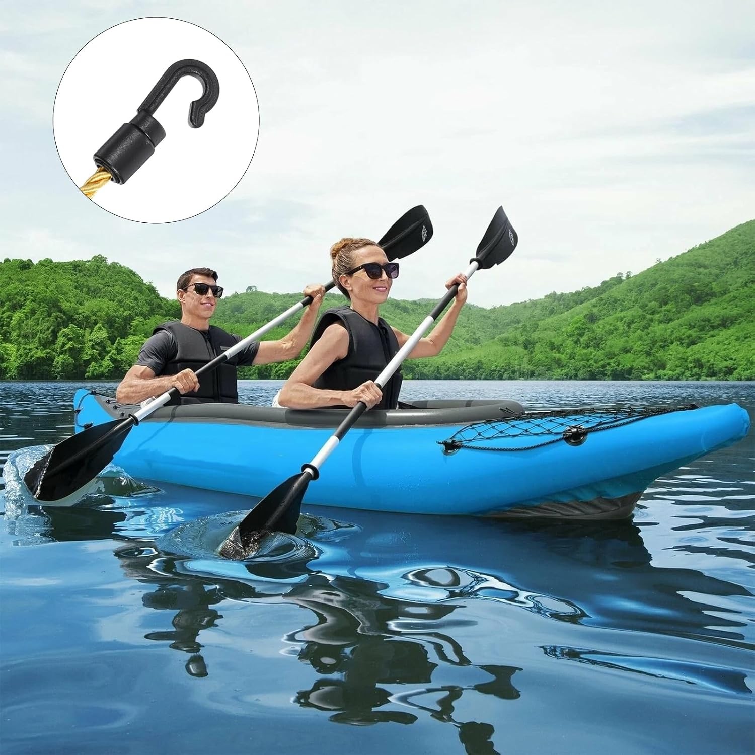 20 Pcs Bungee Cord Hooks, Shock Cord Hooks for 1/4" and 3/16" Rope Terminal Ends