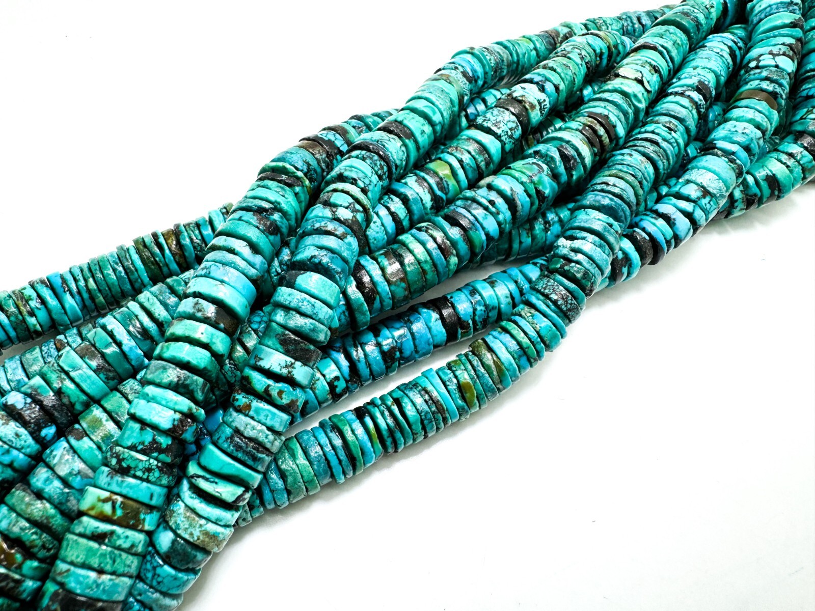 Natural Blue Turquoise Rondelle Smooth Round Gemstone Beads - RD09