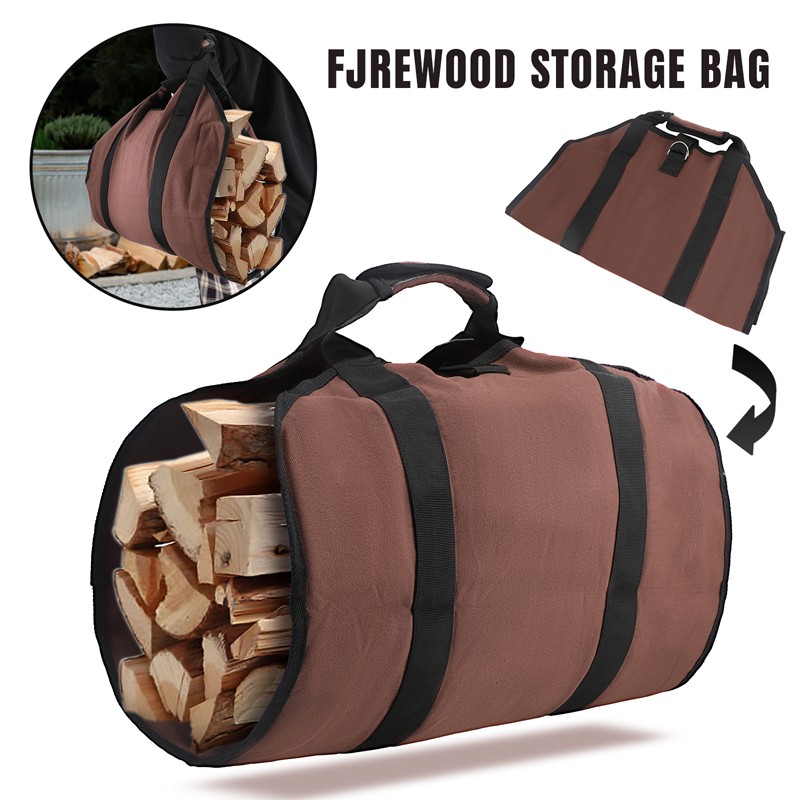 Waterproof Firewood Log Carrier Bag Camping Canvas Bag for Outdoor Carrying Wood