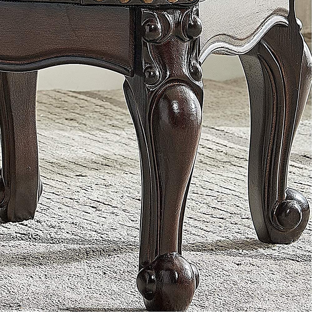 Vintage Style Foot Sofa Stool Leather Ottoman with Hand Carved Legs Gift for Her