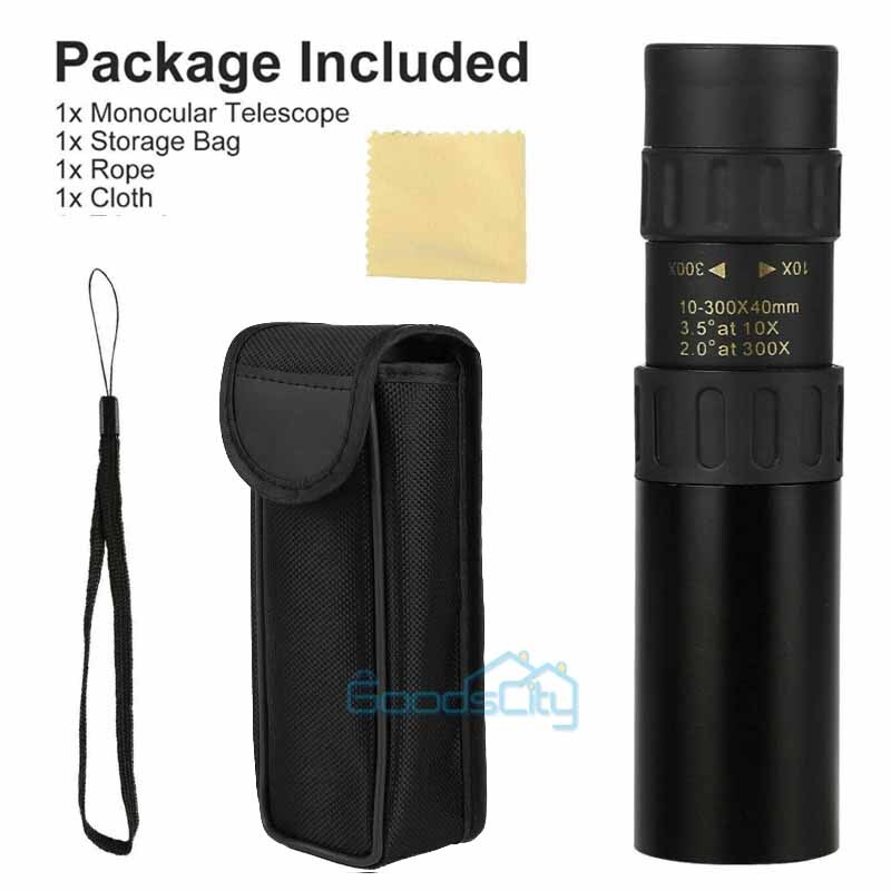 10-300X40mm Zoom HD Military Powerful Monocular Handheld Optics Telescope+Case