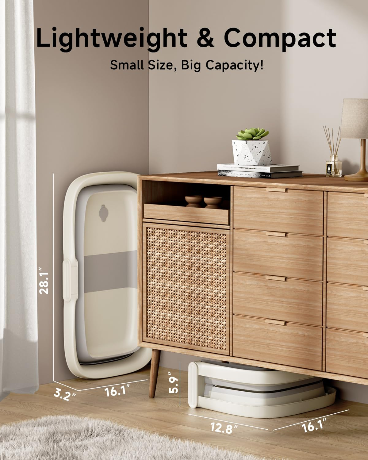 Collapsible Baby Bathtub, Large Infant Bath Tub with Thermometer & Cute Soft Cus