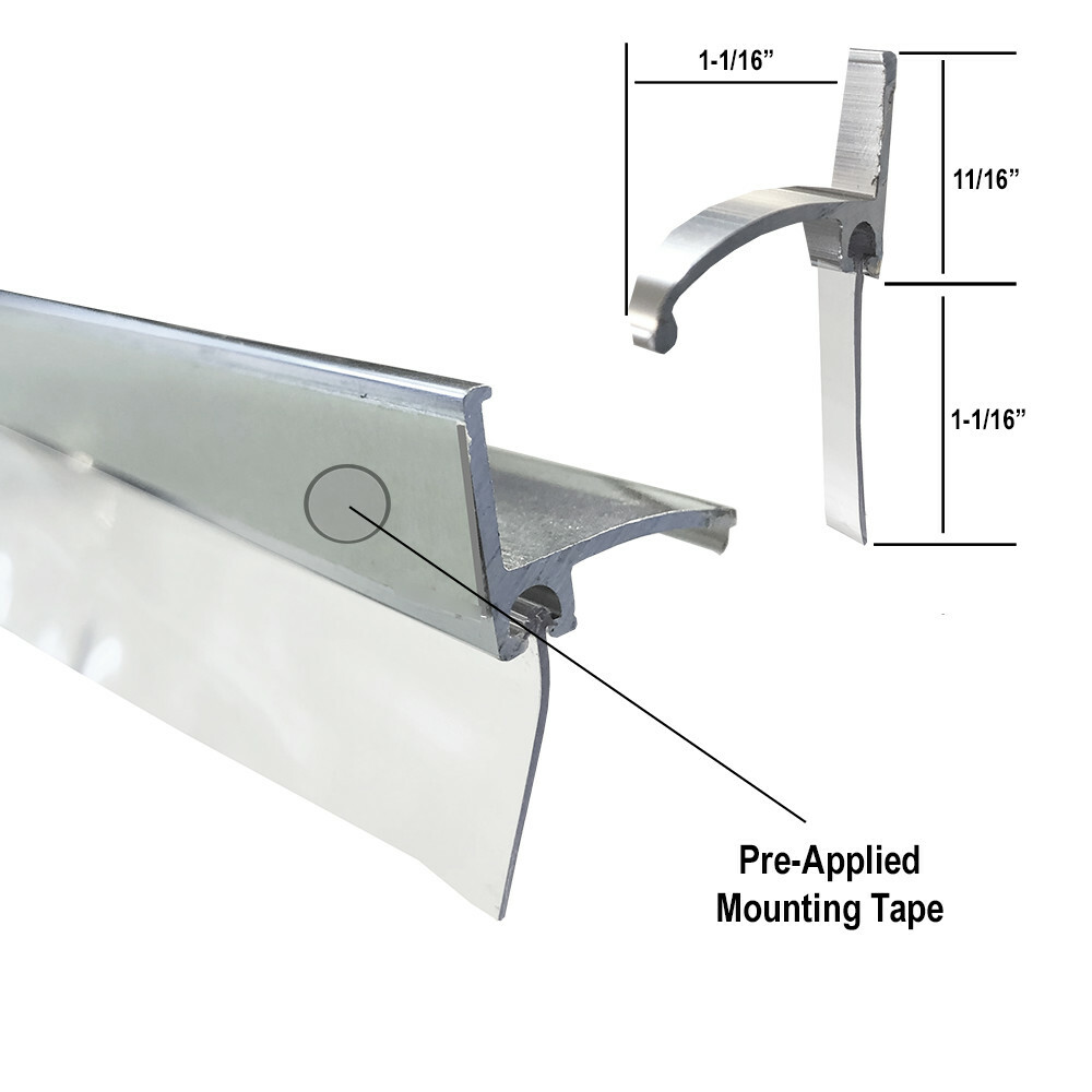 Chrome Framed Shower Door Replacement Bottom Deflector w/ Vinyl Sweep - 30" Long