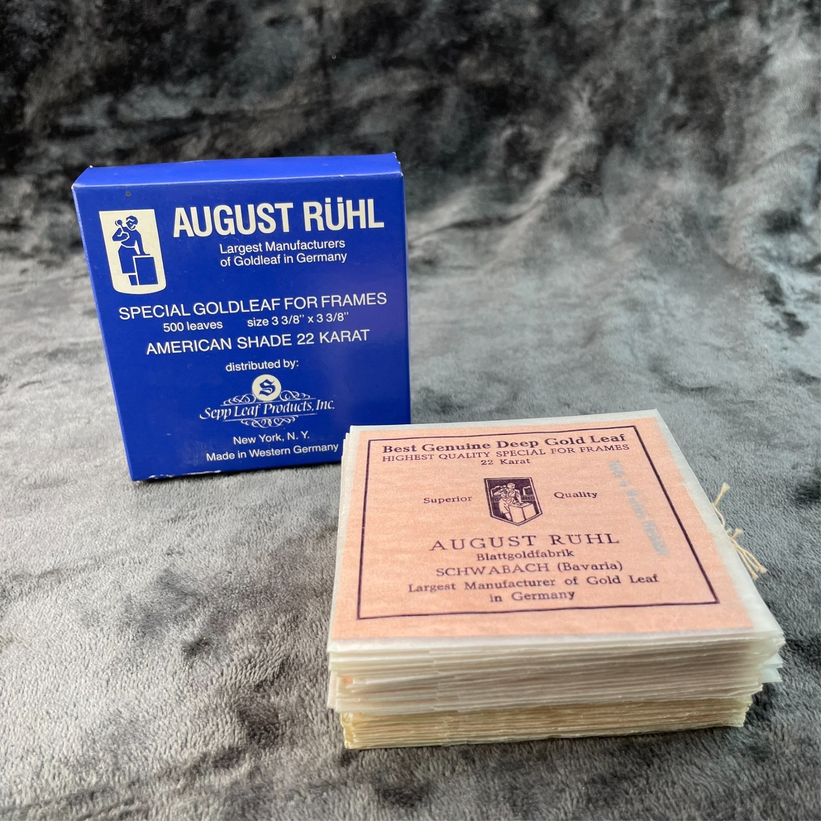 August Ruhl 22 Karat Gold Leaf Frames 500 Leaves American Shade Square NOS