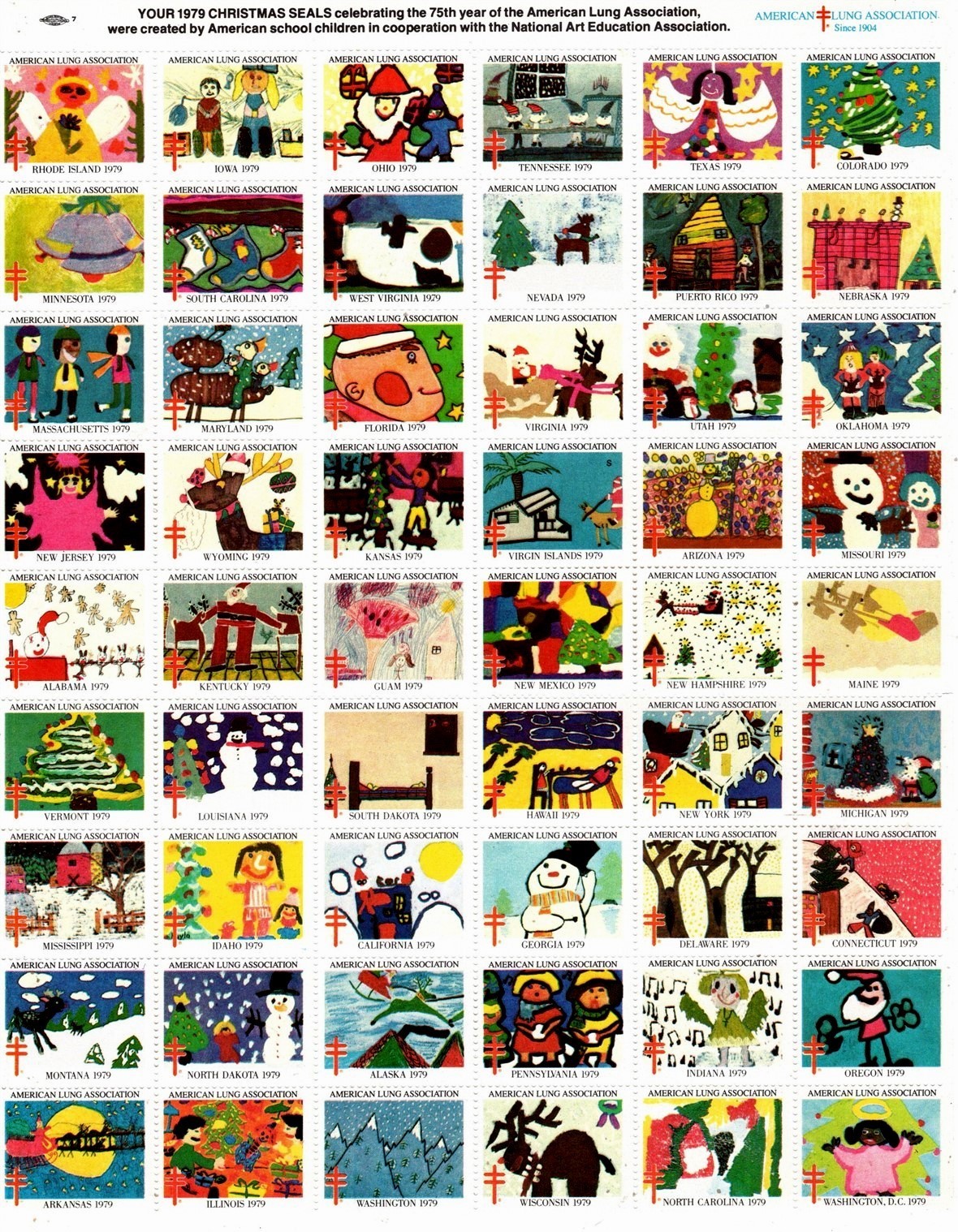 US Stamp Scott #WX265, Christmas Seals 1979, Full Sheet of 54, MNH