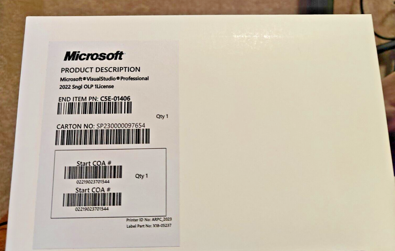 Microsoft Visual Studio 2022 Professional or Enterprise - 1 Device License