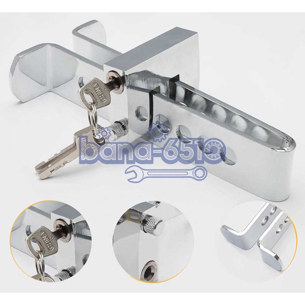 Stainless Steel Brake Pedal Lock Security Car Auto Clutch Lock Anti-theft 3Key
