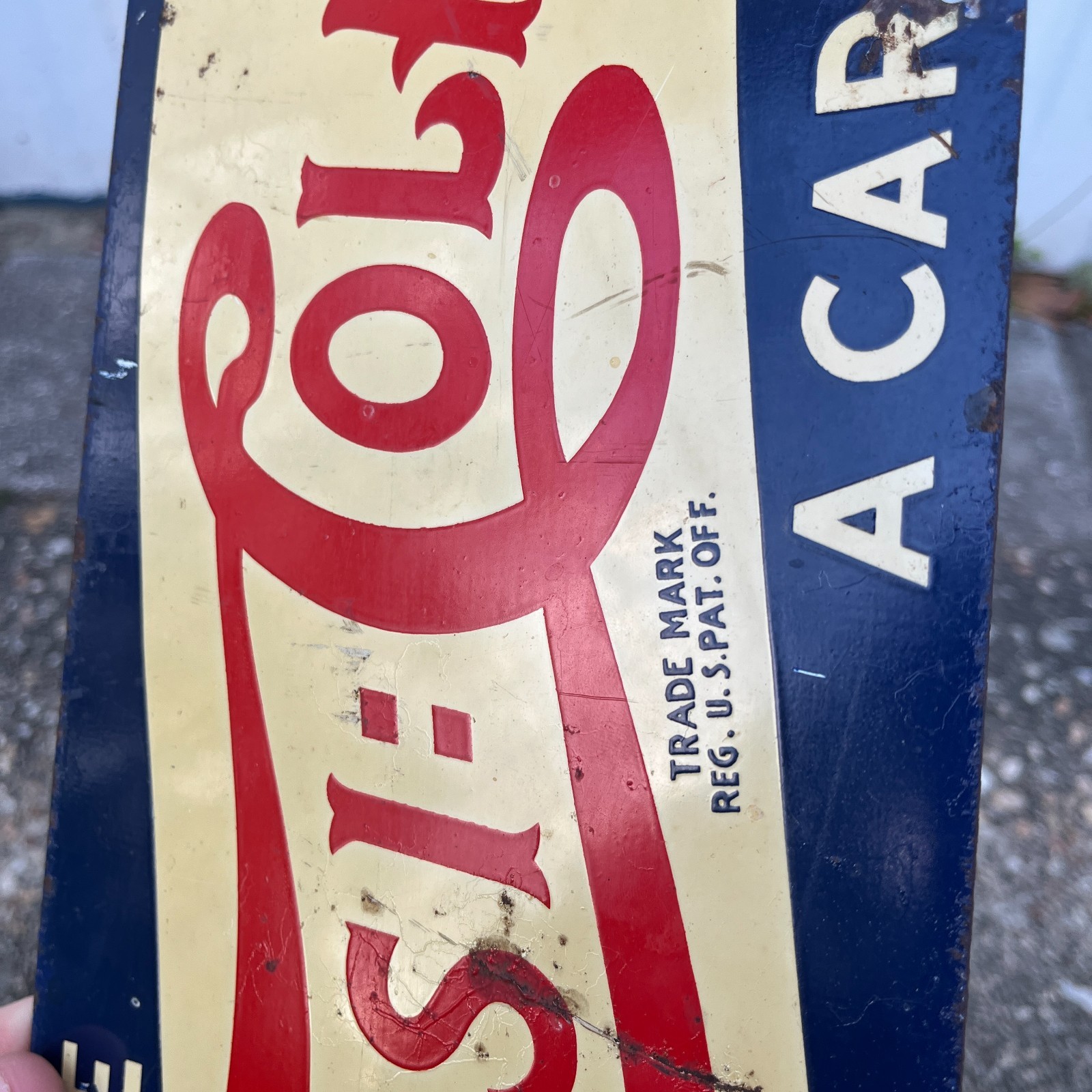 Original 1930's - 1940's Pepsi Cola Double Dot Metal Sign Double Sided