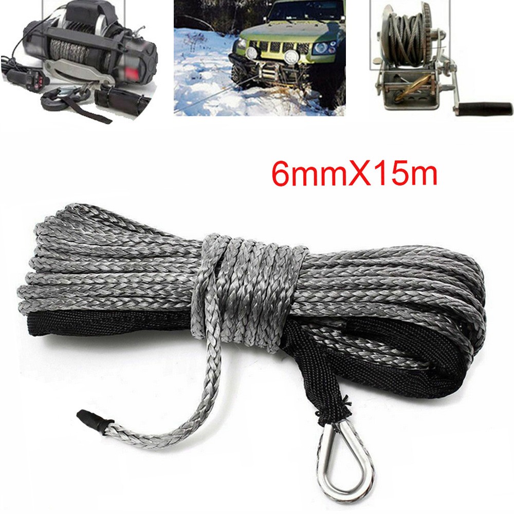 1/4"x50' 10000LBS Synthetic Winch Rope Line Recovery Cable ATV UTV 4X4 w/ Sheath