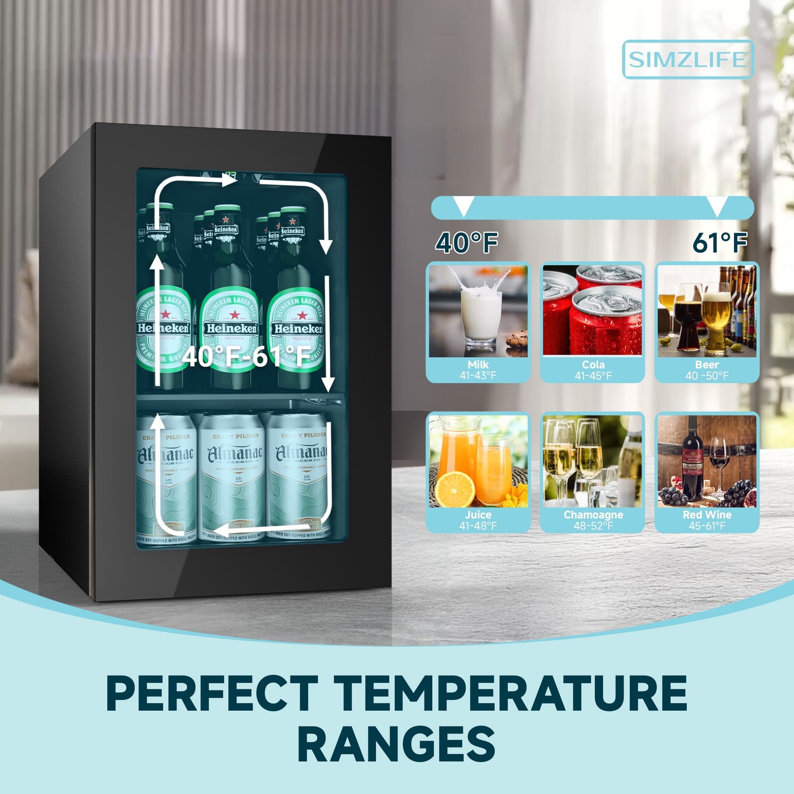 6 Bottles and 24 Cans Mini Beverage Refrigerator & Portable Cooler Refrigerator