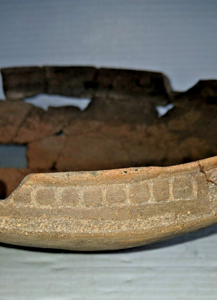 Pre-Columbian Native American Indian Mississippian Partial Pottery Bowl Artifact