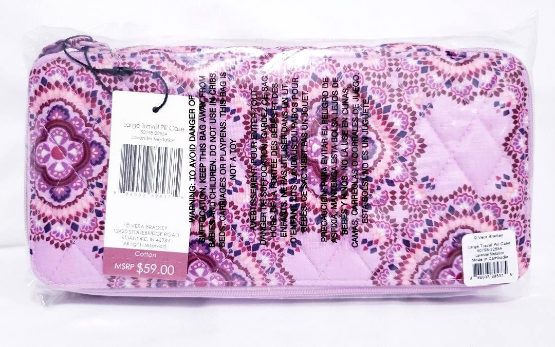 Vera Bradley Lavender Medallion Large Pill Case NWT