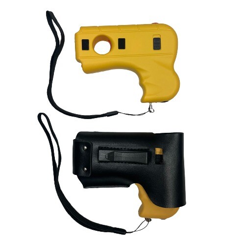 DEFENDER 10 MV Rechargeable Pistol Grip STUN GUN w/ LED Light & Holster YELLOW