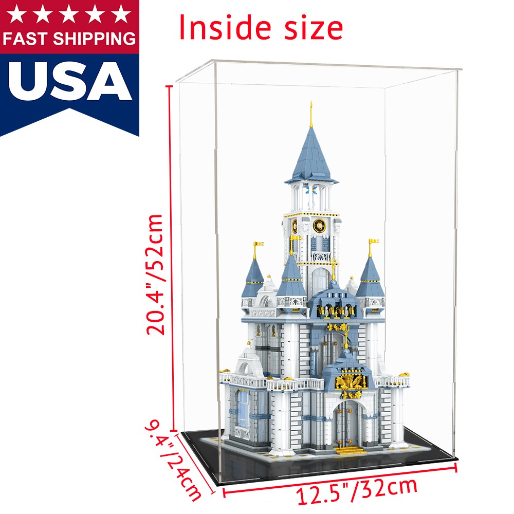 Large Display Case Acrylic Box High Clear Glass for 20'' Tall Dolls Collectibles