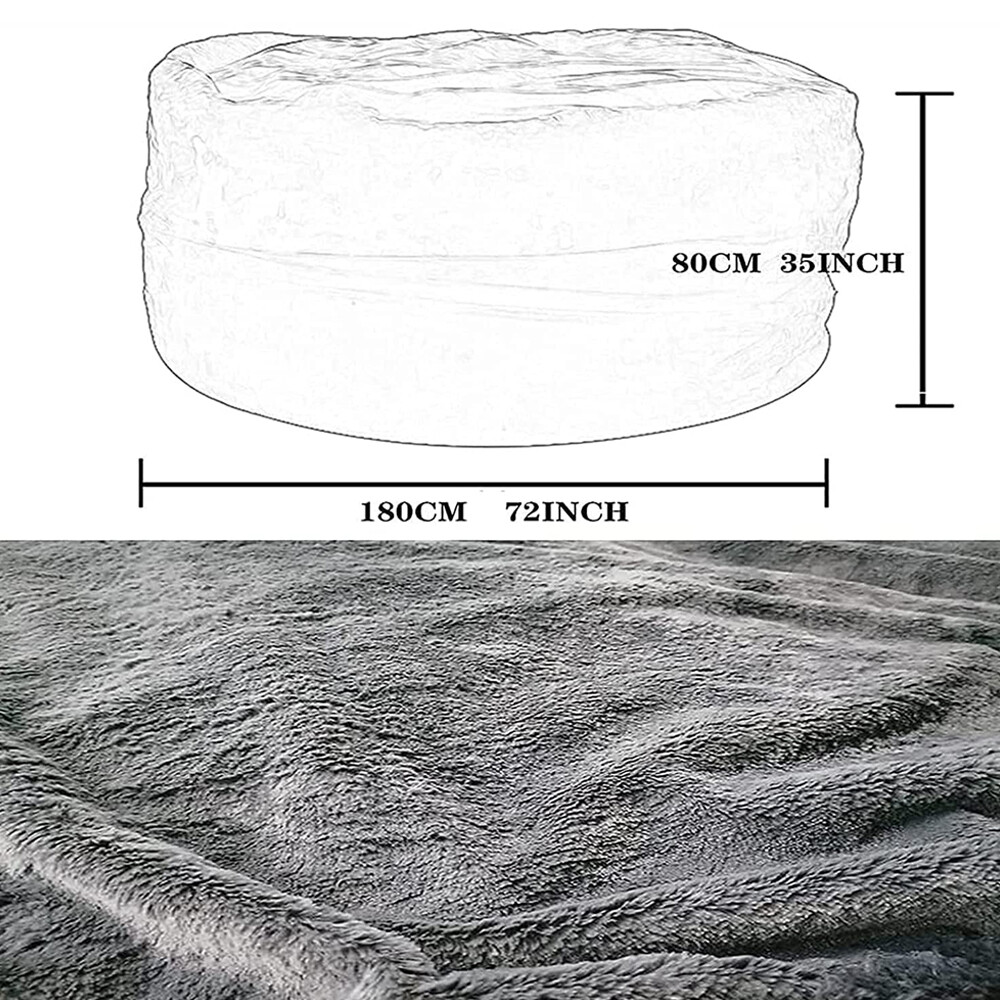 7Ft Large Bean Bag Chair Cover Living Room Furniture Faux Lazy Sofa Bed Cover