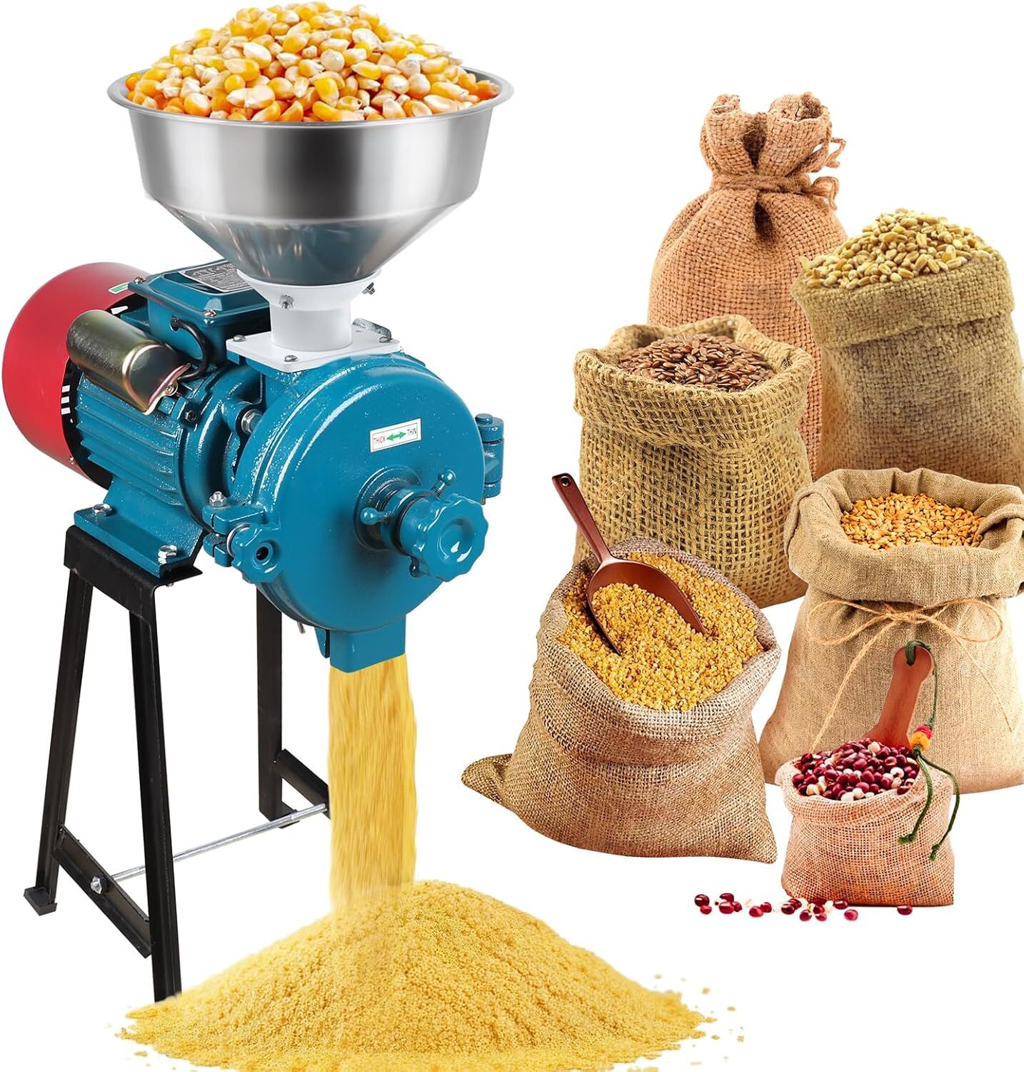 Electric Grain Mill Grinder 3000W 110V Commercial Corn Grinder (Dry Grinder)
