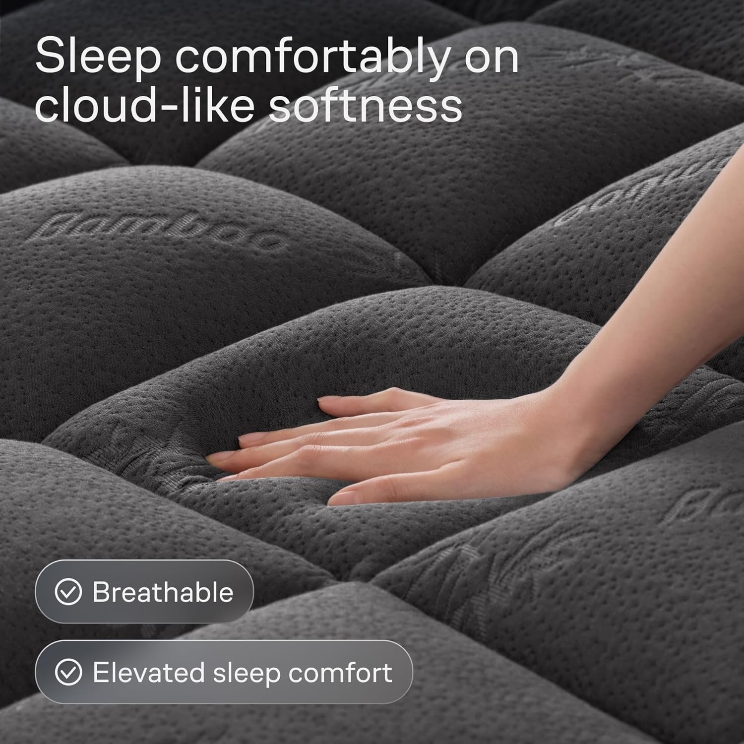 Bamboo Viscose Queen Mattress Topper - Soft Pillow Top for Back Pain Relief