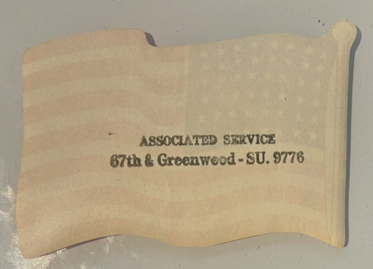 Vintage Conoco Station 48 Star USA American FLAG Decal Sticker Greenwood Service